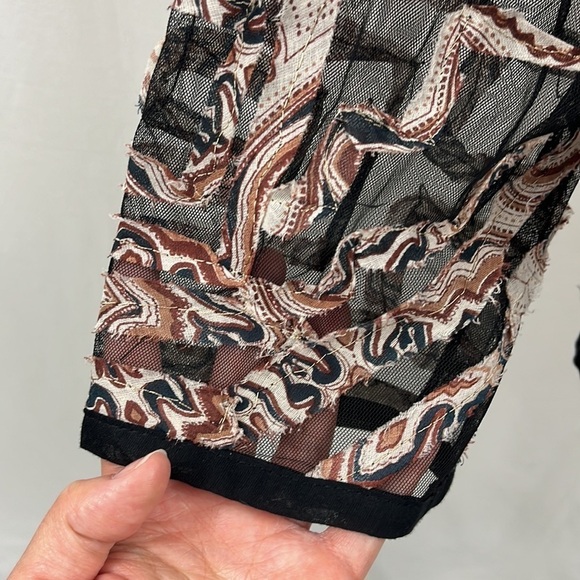 Tantrums Vintage Sheer Geometric Print Long Sleeve Button Up Blouse Top Size 1X - Picture 7 of 11